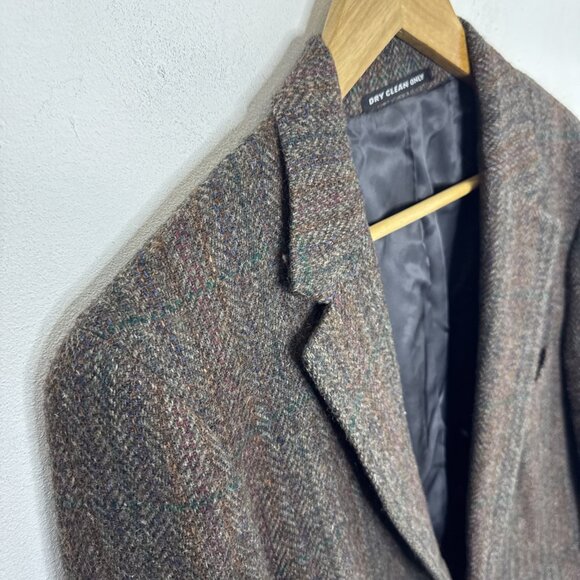 Saint Laurie Men 40S Short Tweed Wool Brown Blazer Sports Coat - Picture 3 of 7